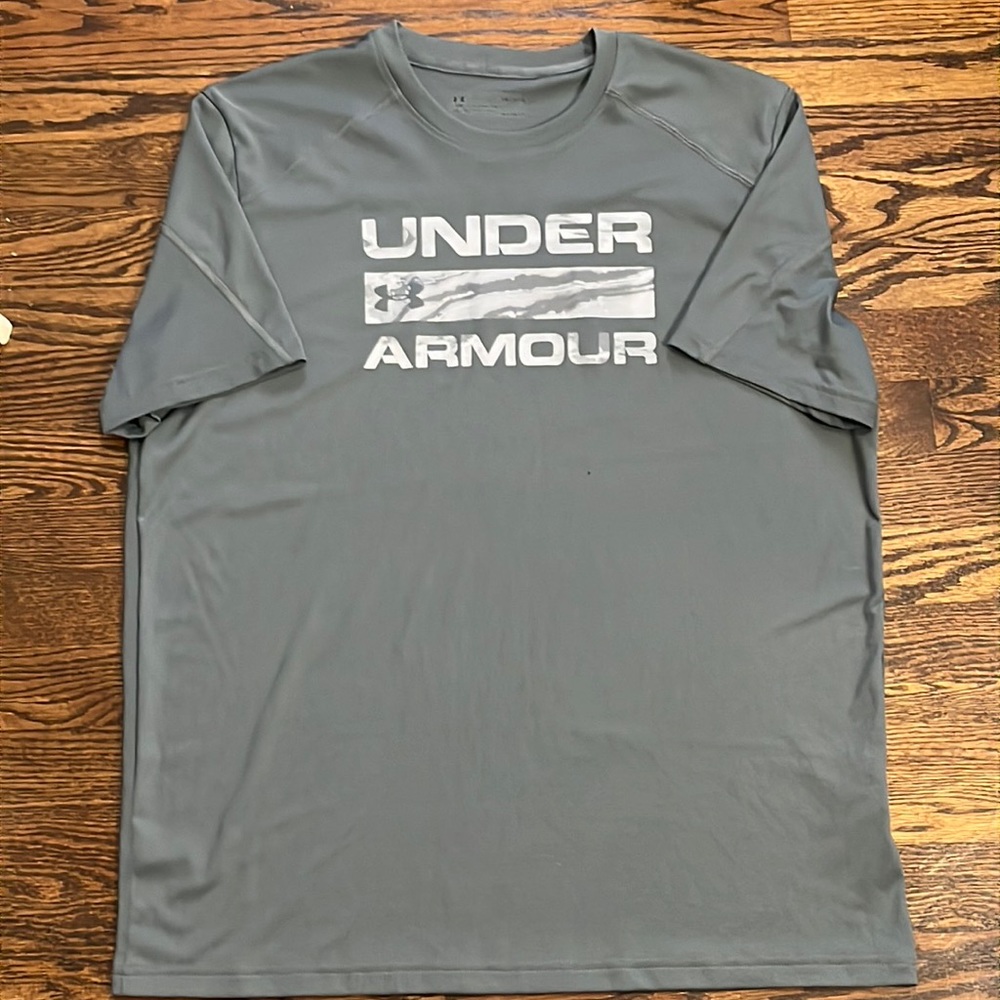 Under Armor Gray Marble Logoed ISO-Chill Mesh Back Workout Shirt
